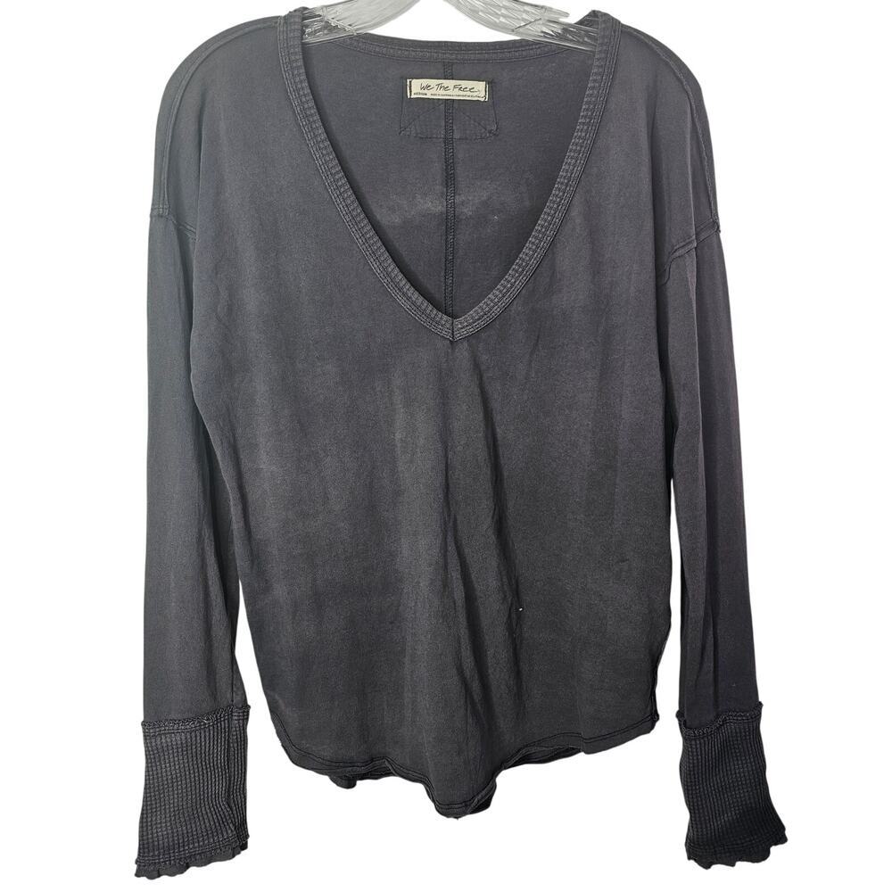 Free People Women's Sail Away Long-Sleeve Cotton T-Shirt boho Trending - Picture 2 of 7